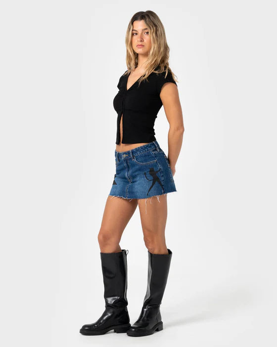 Rusty- Brixton Low Rise Denim Mini Skirt | Walk Of Shame
