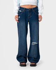 Rusty- Burn Baby Loose Low Rise Jean | Blasted Deep Sea Blue