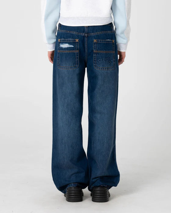Rusty- Burn Baby Loose Low Rise Jean | Blasted Deep Sea Blue