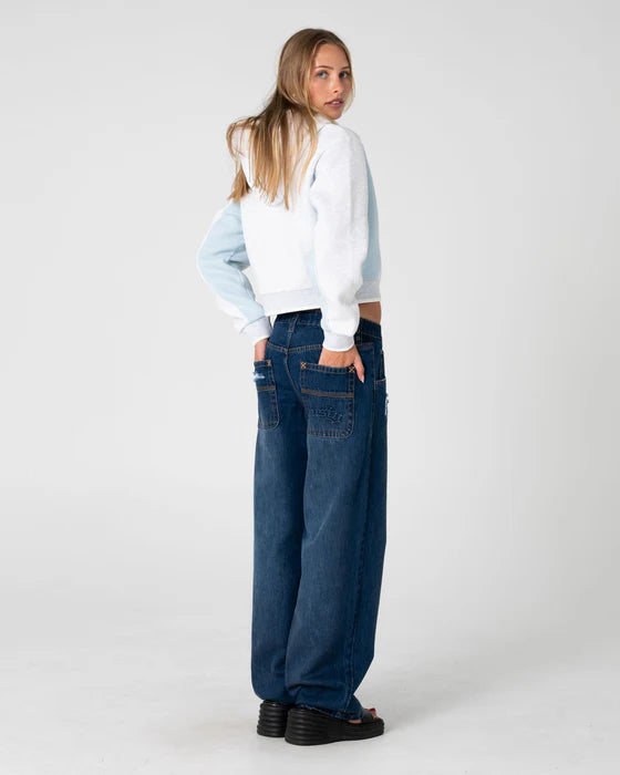 Rusty- Burn Baby Loose Low Rise Jean | Blasted Deep Sea Blue