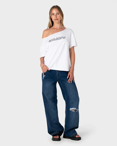 Rusty- New But Old Off Shoulder Tee | White