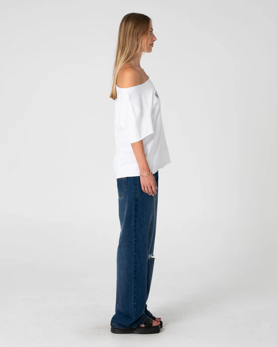 Rusty- New But Old Off Shoulder Tee | White