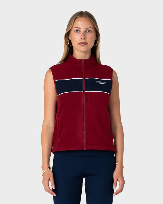Rusty- Bless Up Polar Fleece Vest | Cranberry / Navy Blue