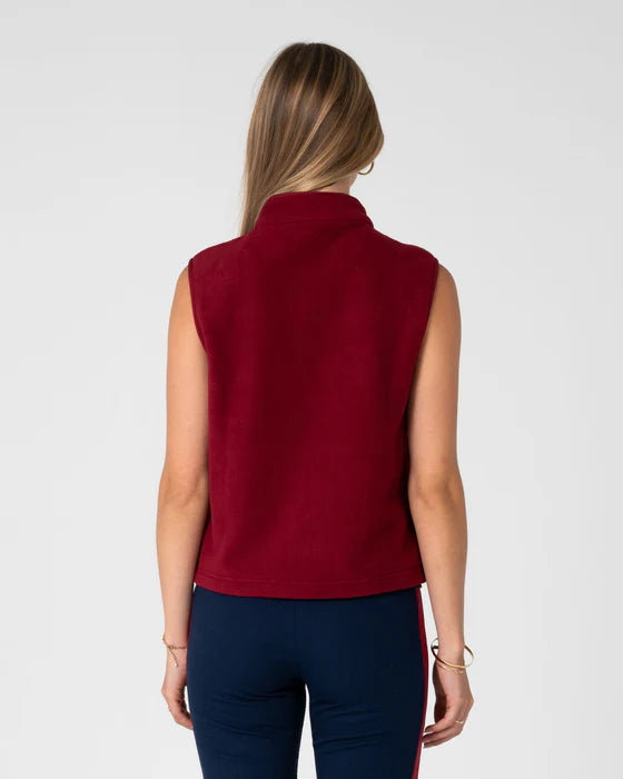 Rusty- Bless Up Polar Fleece Vest | Cranberry / Navy Blue