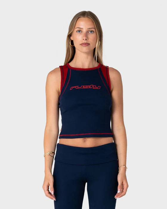 Rusty - Zing Zap Contrast Tank | Navy Blue