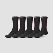 Globe - Stripe Hi Crew Socks Multi 5pk | Black/Red