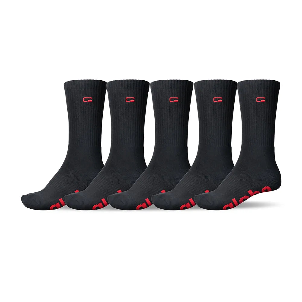 Globe - OG Logo Hi Crew Socks Multi 5pk | Black/Red
