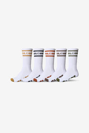 Globe - Tilt Hi Crew Socks Multi 5pk | White/Assorted