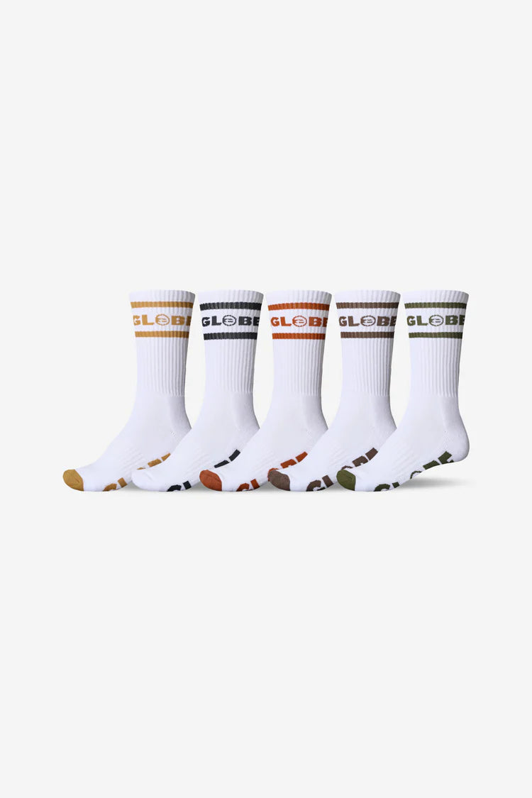 Globe - Tilt Hi Crew Socks Multi 5pk | White/Assorted