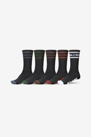 Globe - Tilt Hi Crew Socks Multi 5pk | Black/Assorted