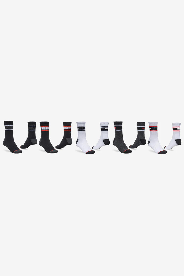 Globe - Triple Stripe Crew Socks Multi 5pk | Assorted
