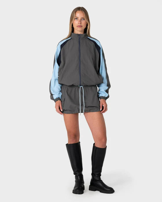 Rusty - Breezy wind cheater zip through jacket | Grey/ Blue