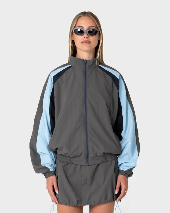 Rusty - Breezy wind cheater zip through jacket | Grey/ Blue