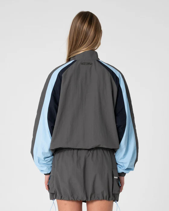 Rusty - Breezy wind cheater zip through jacket | Grey/ Blue