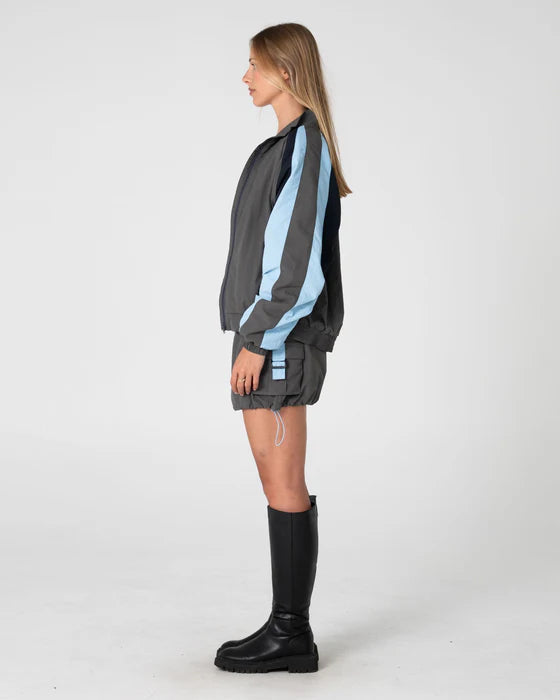 Rusty - Breezy wind cheater zip through jacket | Grey/ Blue