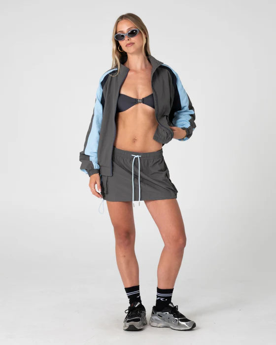 Rusty - Breezy wind cheater zip through jacket | Grey/ Blue