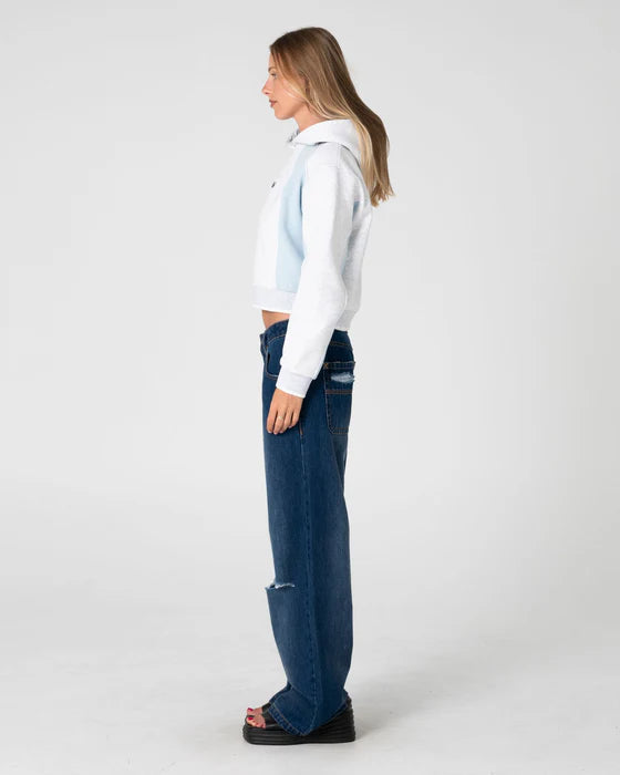 Rusty - Mini Two Tides Cropped Hooded Fleece | Ecru Marle