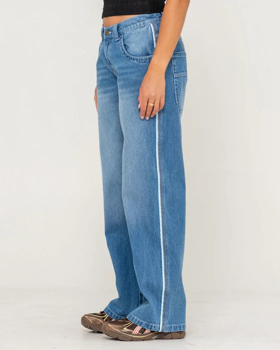 Rusty - Flip Mommy Low Rise Wide Leg Denim Jean | Blasted Middy Blue/Blue