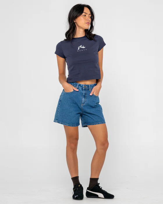 Rusty - Cyprus High Denim Short | Middy Blue