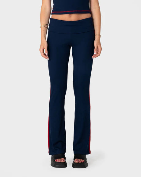 Rusty - Hilton Low Rise Bootleg Rib Pant | Navy Blue