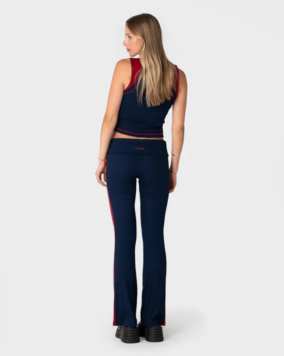 Rusty - Hilton Low Rise Bootleg Rib Pant | Navy Blue