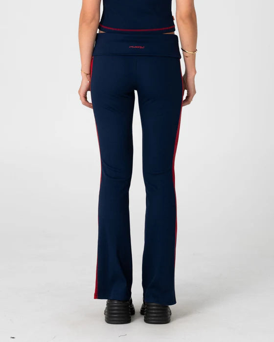 Rusty - Hilton Low Rise Bootleg Rib Pant | Navy Blue