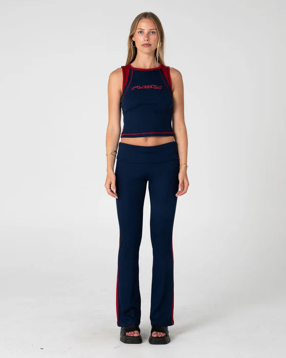 Rusty - Hilton Low Rise Bootleg Rib Pant | Navy Blue