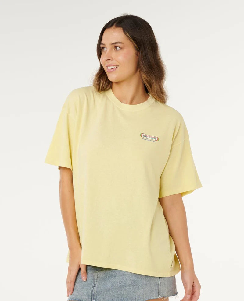 Rip Curl - Surf Revival Heritage Oversized Tee | Pastel Yellow