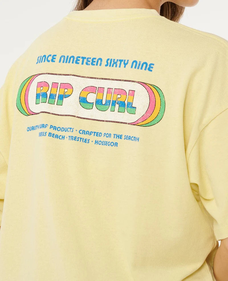 Rip Curl - Surf Revival Heritage Oversized Tee | Pastel Yellow