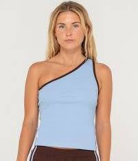 Rusty - Zoe One Shoulder Tank | Retro Blue
