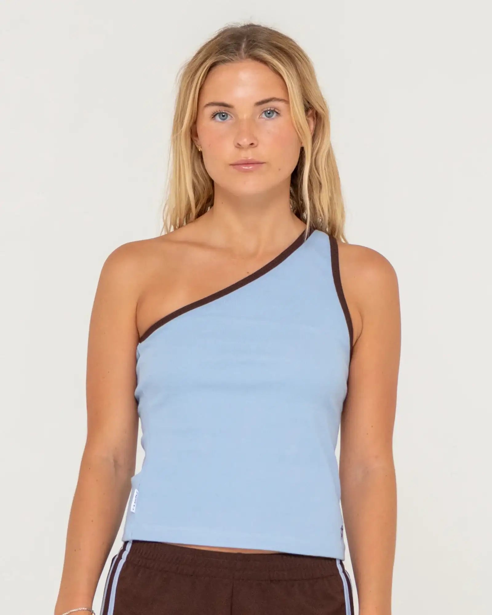 Rusty - Zoe One Shoulder Tank | Retro Blue