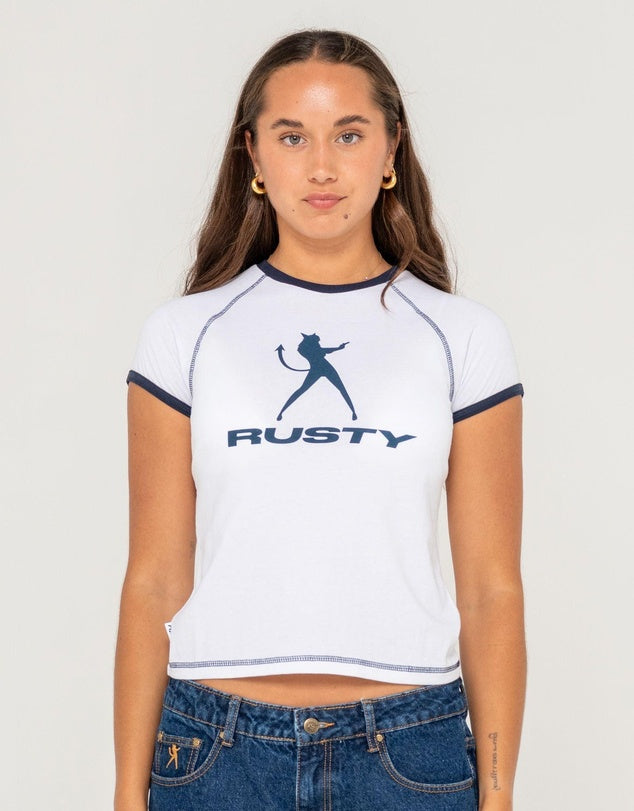 Rusty - Delphie Devil Ringer Mini Tee | White