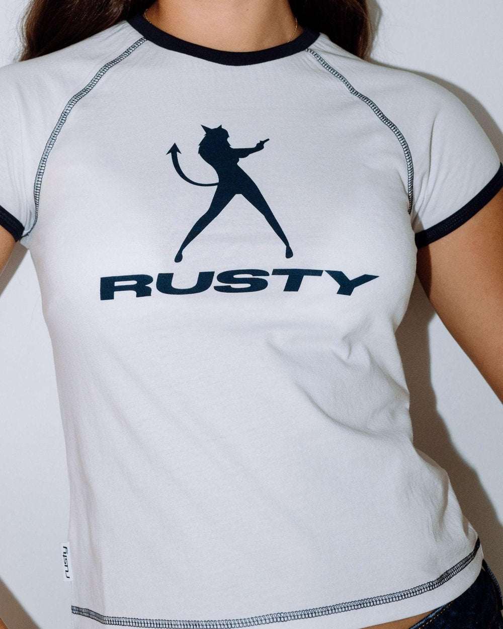 Rusty - Delphie Devil Ringer Mini Tee | White