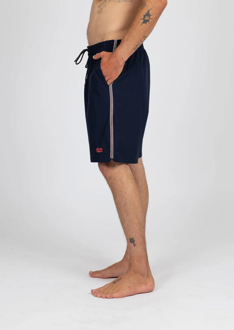 Rusty - Tripped Elastic Waist Hybrid Short | Navy Blue