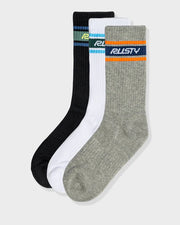 Rusty - Pit Crew Mid Calf Socks 3Pack | Multi