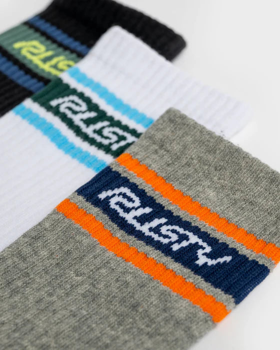 Rusty - Pit Crew Mid Calf Socks 3Pack | Multi