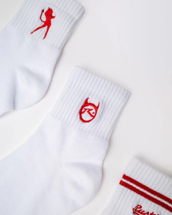 Rusty - Fancy Day Crew Socks 3Pack | White