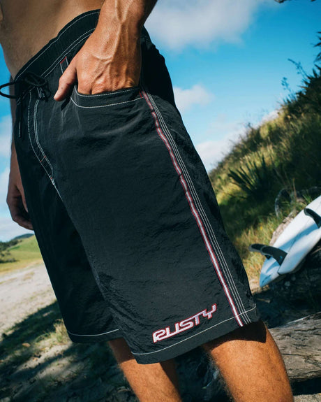 Rusty - Flip Daddy Elastic Waist Boardshort | Black