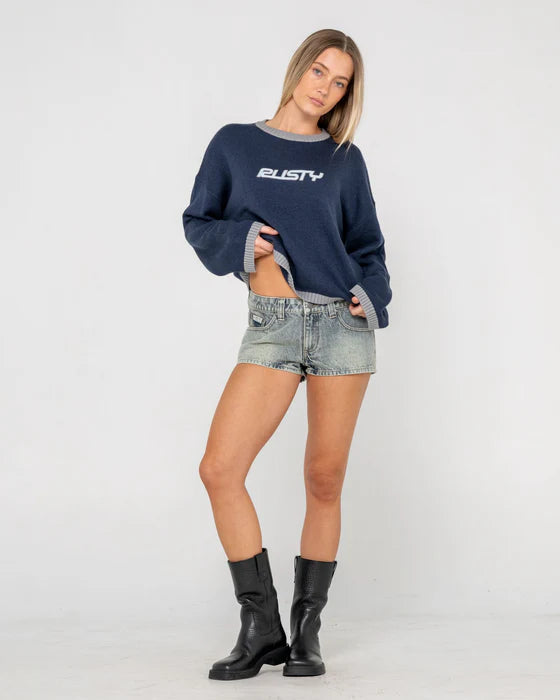 Rusty - Rider Relaxed Crew Neck Knit | Navy