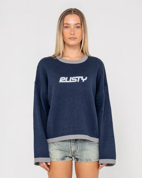 Rusty - Rider Relaxed Crew Neck Knit | Navy