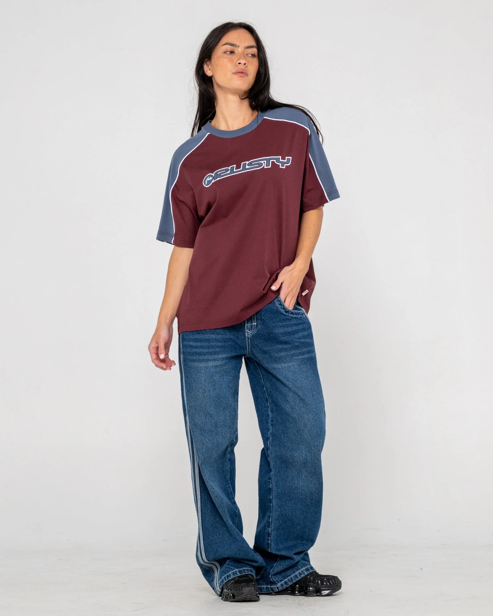 Rusty- Timmy Target Oversized Tee | Cranberry