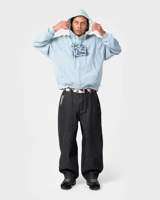 Rusty - Revolt Waffle Zip-Thru Hooded Fleece | Sky Blue