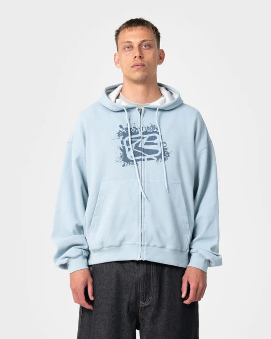 Rusty - Revolt Waffle Zip-Thru Hooded Fleece | Sky Blue