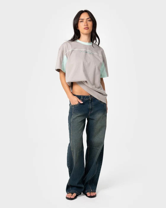 Rusty - Cyberwaves Oversized Short Sleeve Tee | Grey / Mint