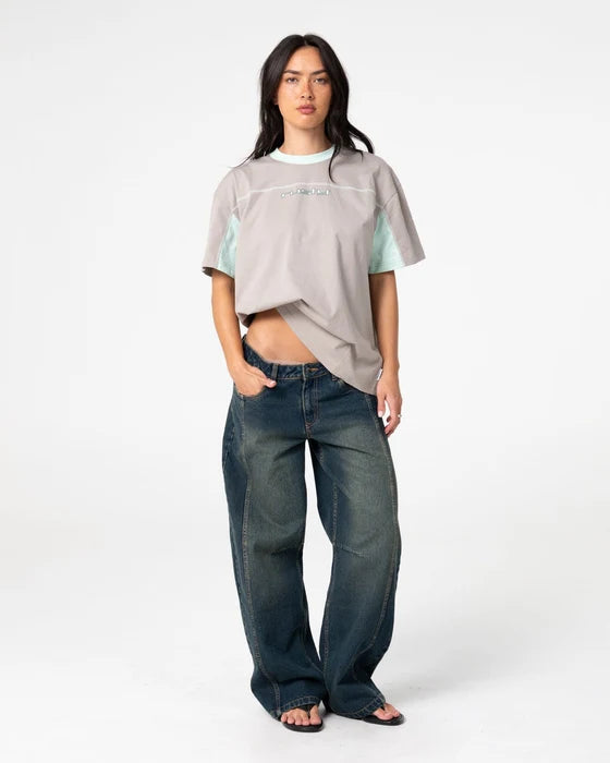 Rusty - Cyberwaves Oversized Short Sleeve Tee | Grey / Mint