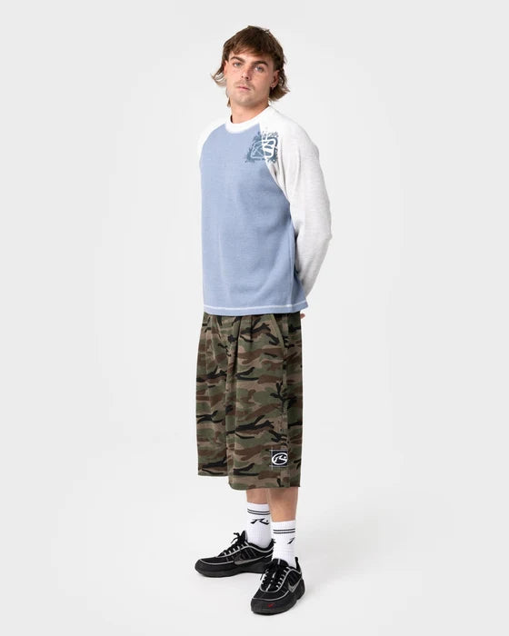 Rusty - Shadow Waffle long Sleeve Tee | Sky Blue