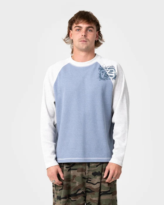 Rusty - Shadow Waffle long Sleeve Tee | Sky Blue