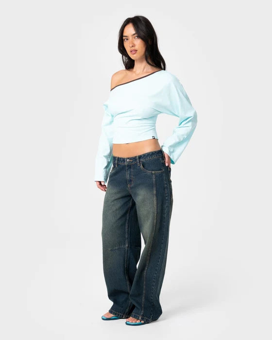 Rusty - Pammy Panelled Leg Denim Jean | Dark N Dirty