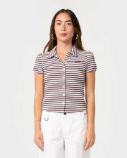 Rusty - Sassy Rae Top | Burgundy/ Egret Stripe