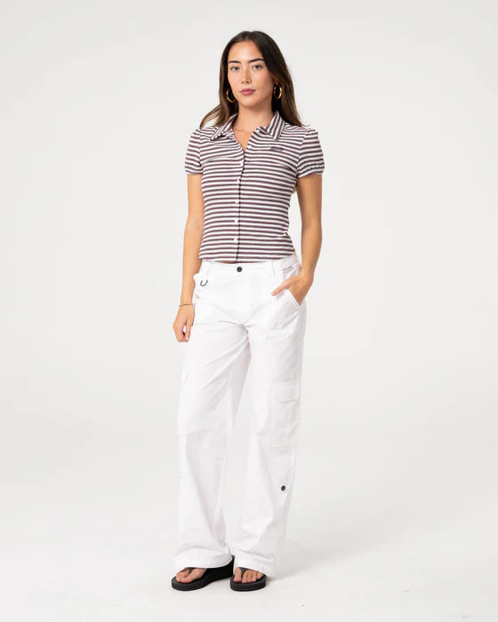 Rusty - Sassy Rae Top | Burgundy/ Egret Stripe
